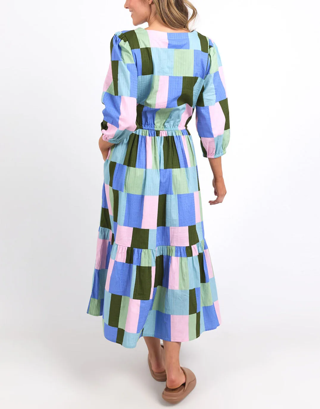 Odyssey Midi Dress - Blue/Green Print