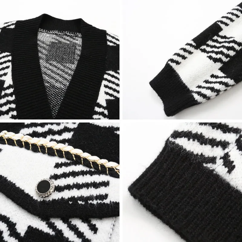 Off The Grid Checkered Knit Cardigan