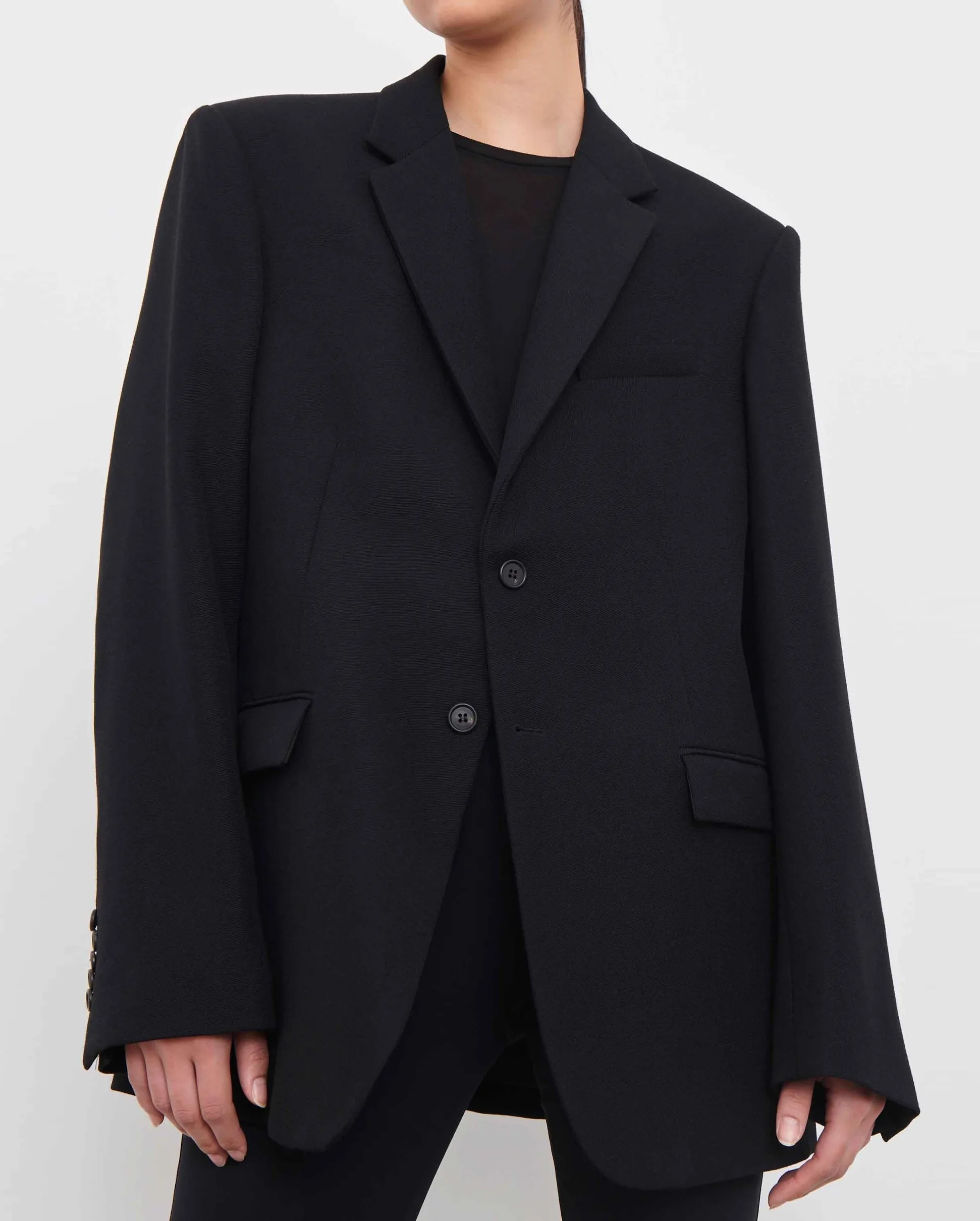 OVERSIZE SINGLE BREASTED BLAZER / BLACK