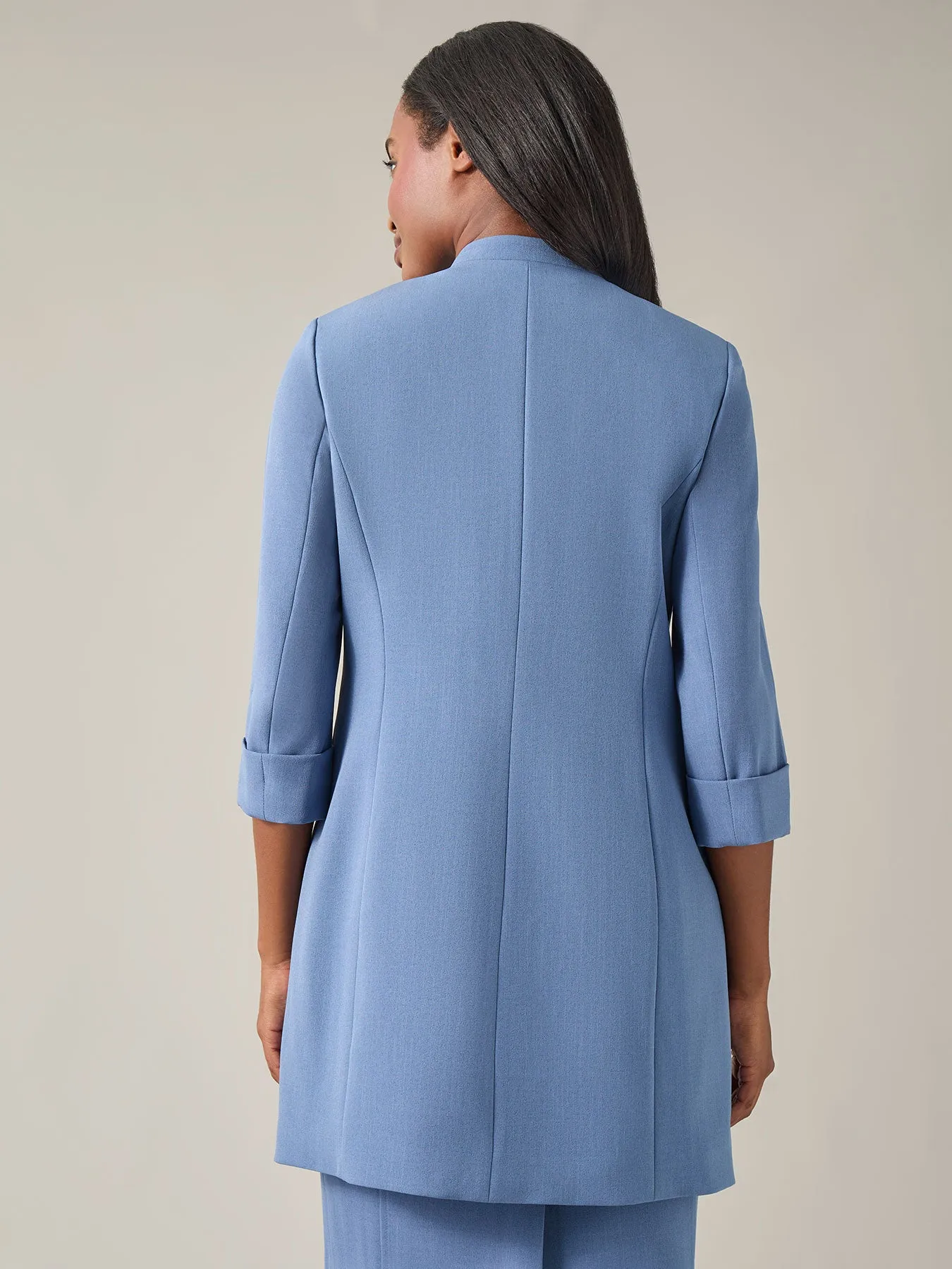 Petite Rolled-Sleeve Topper Coat, Iconic Stretch Crepe