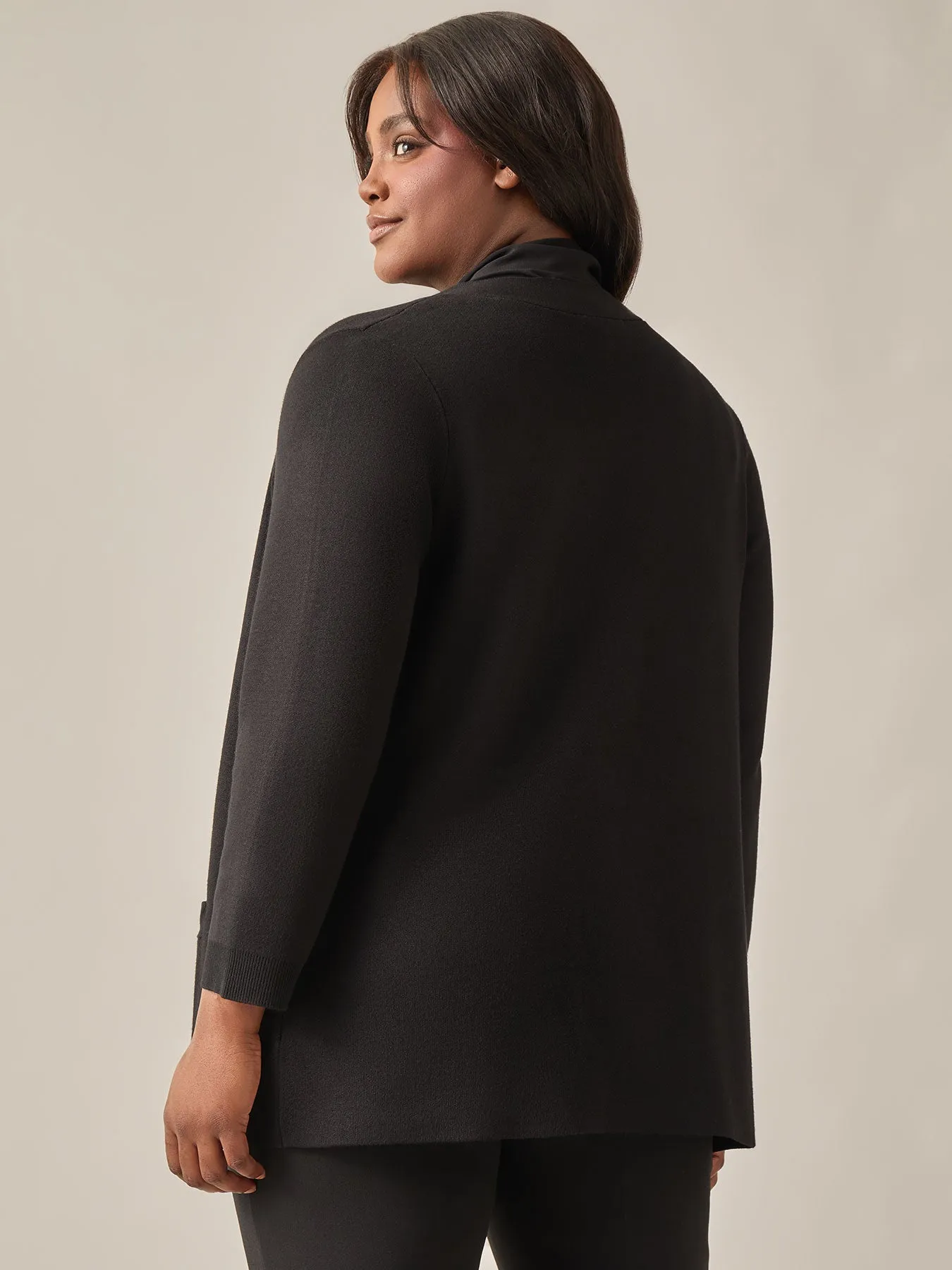 Plus Size Open Front Cardigan, Black