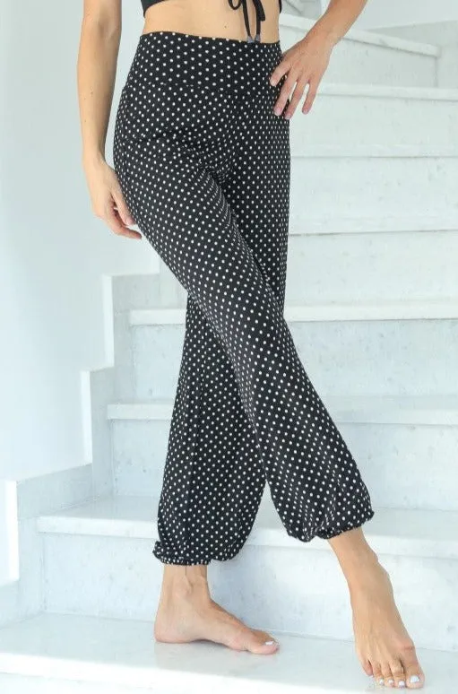 Polka Dot Gathered Harem Style Tango Pants