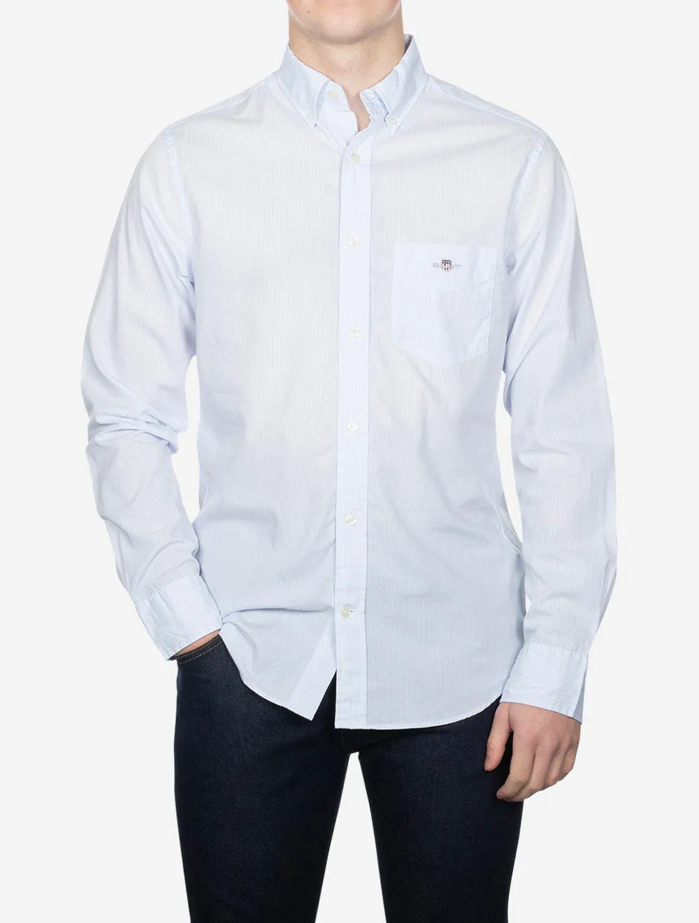 Regular Poplin Banker Shirt Light Blue