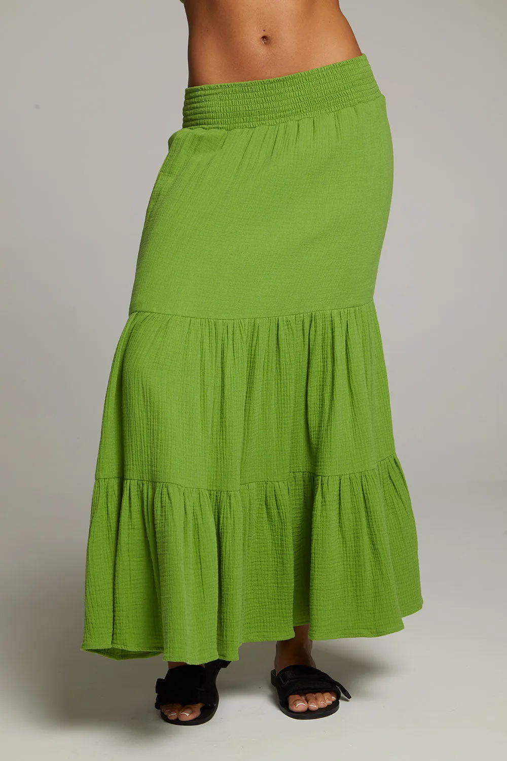 Seal Piquant Green Maxi Skirt