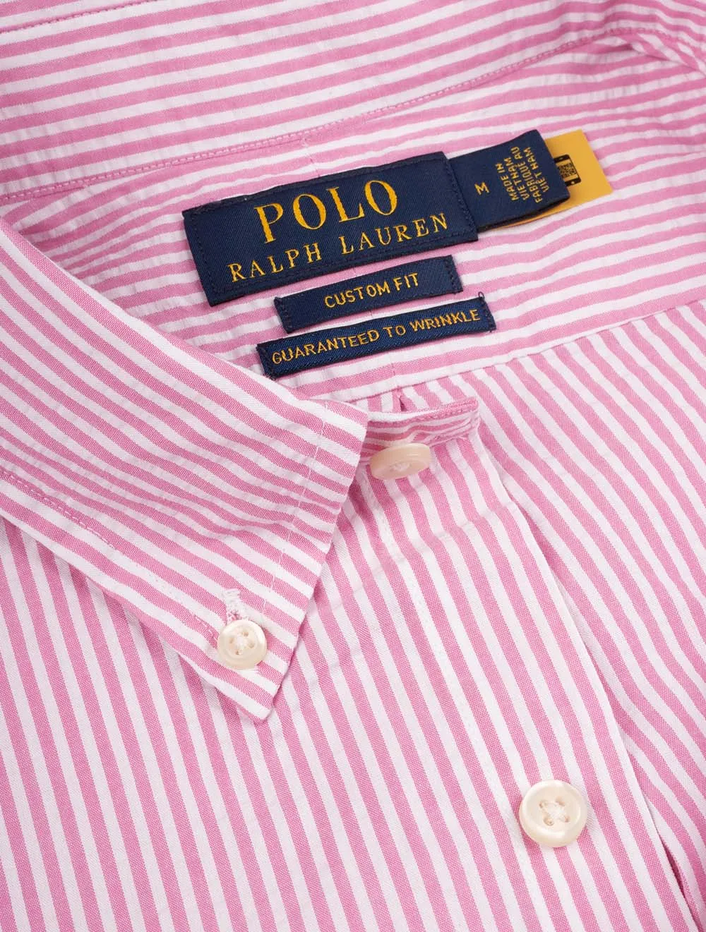 Seeksucker Shirt Sleeve Stripe Shirt Pink