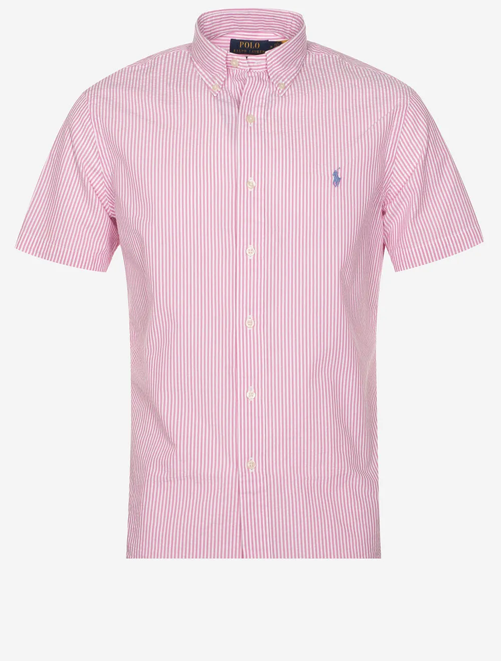 Seeksucker Shirt Sleeve Stripe Shirt Pink