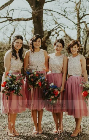 Sleeveless Bridesmaid Dresses With Beading, Elegant Bridesmaid Dresses