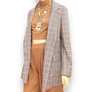 Stylish Double Breasted Plaid Blazer Jacket