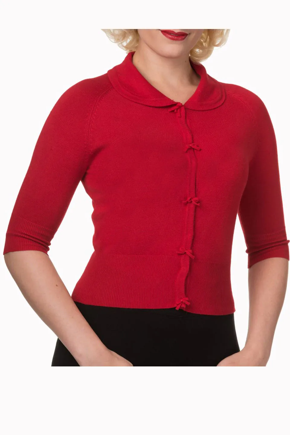 Suzy Cropped Dark Red Cardigan