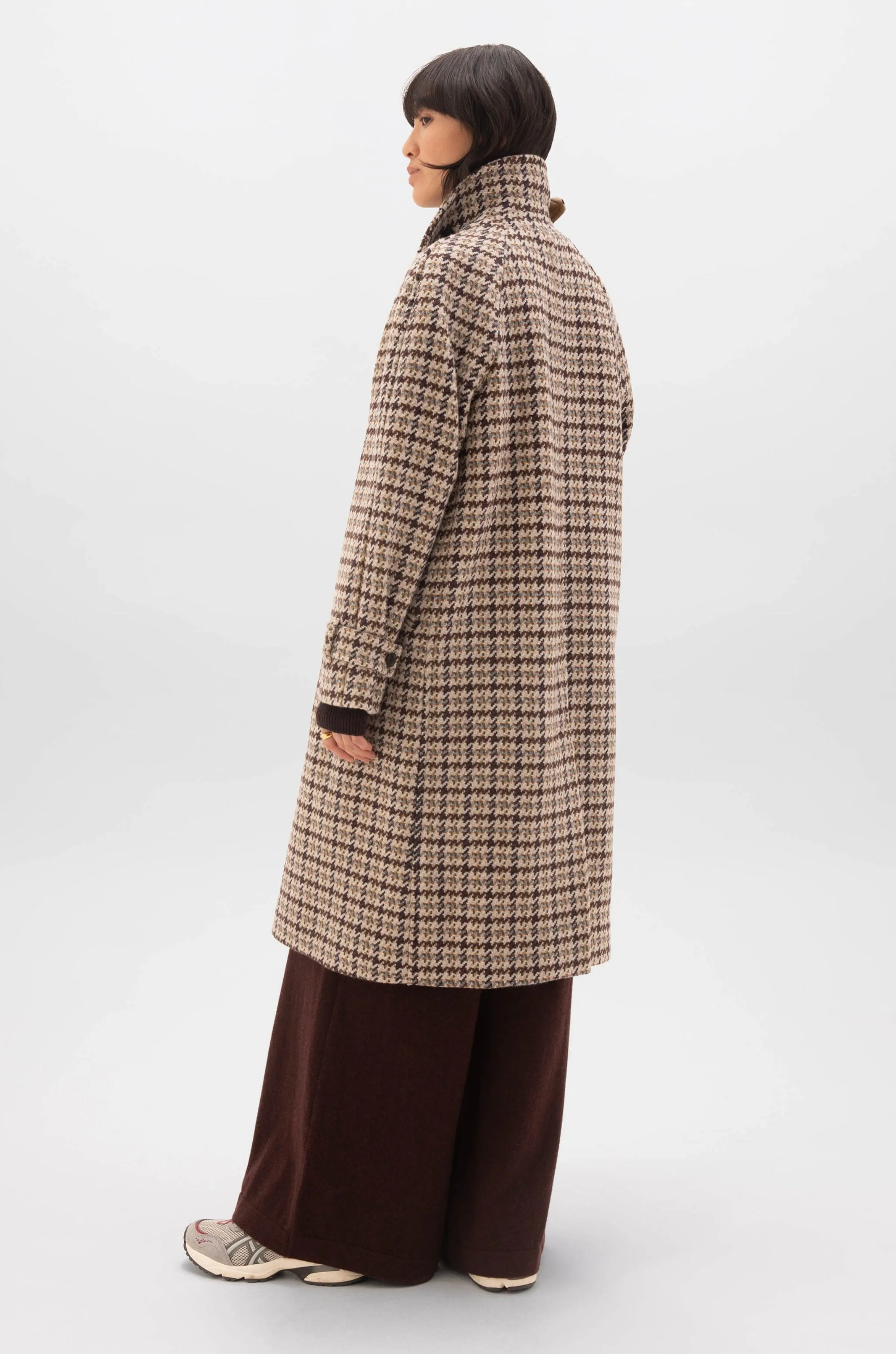 'The Balmacaan' Women's Coat | Blonde Houndstooth