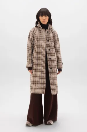 'The Balmacaan' Women's Coat | Blonde Houndstooth