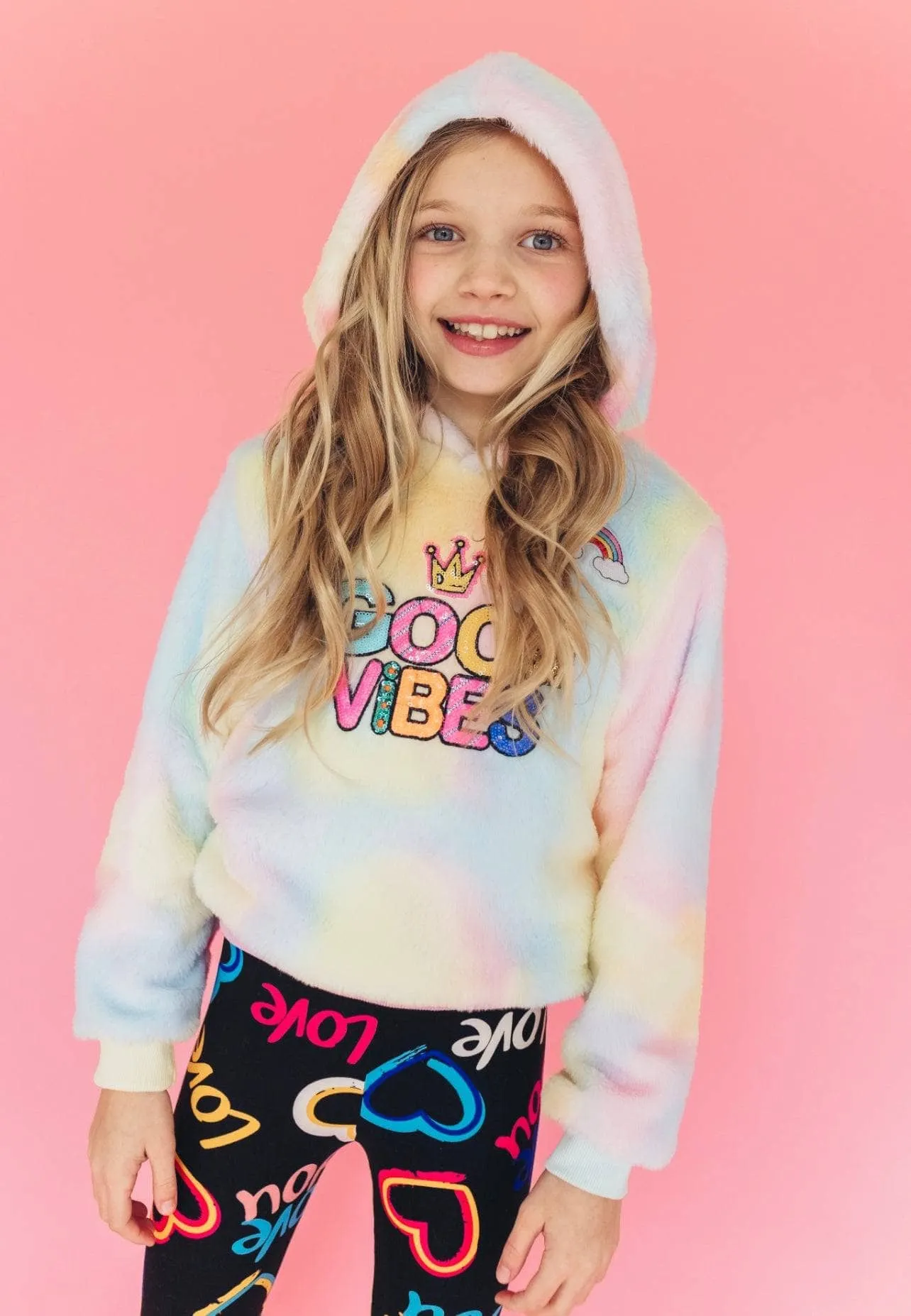 Tie Dye Good Vibes Fuzzy Hoodie