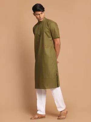 VASTRAMAY Men's Mint Green Kurta Set