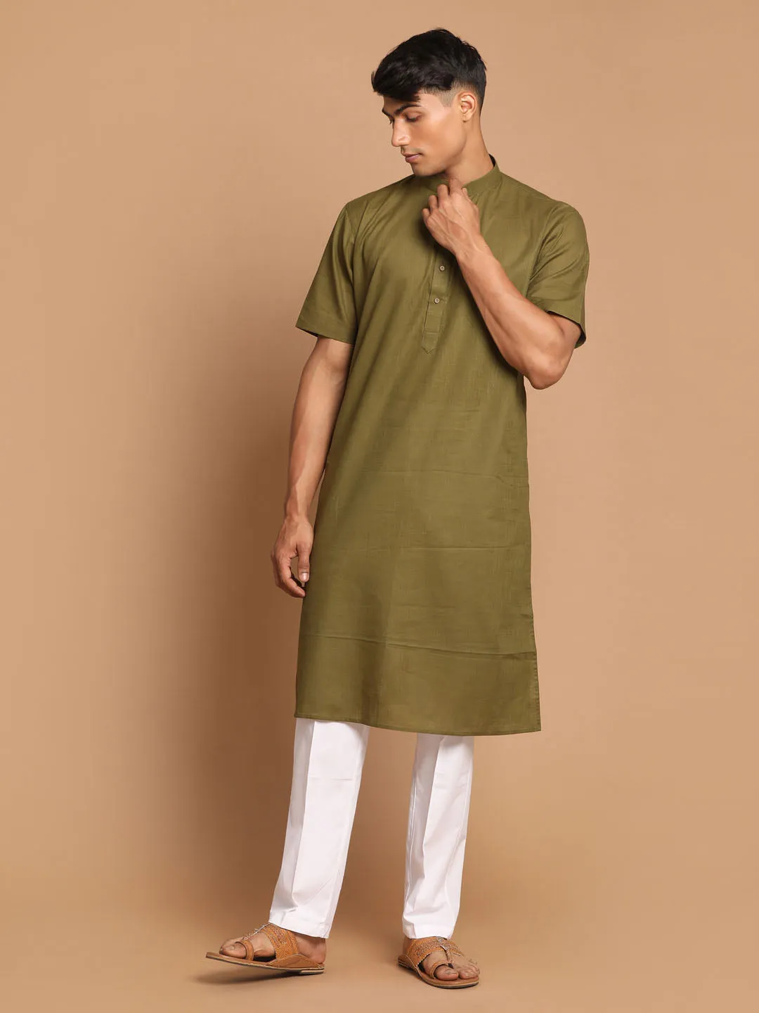 VASTRAMAY Men's Mint Green Kurta Set