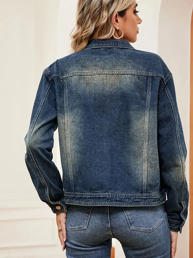 Washed Denim Long-Sleeve Jacket