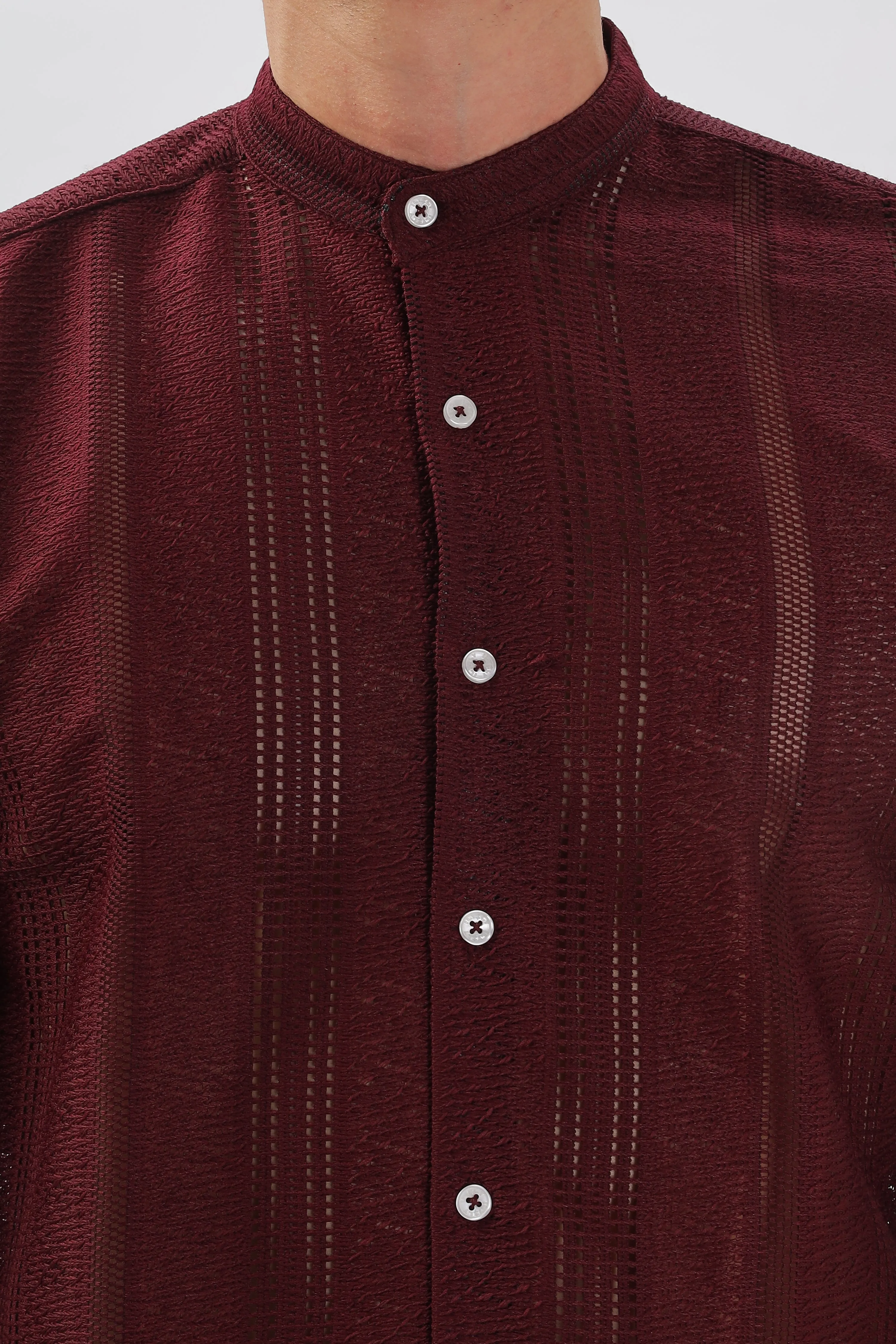 Wine Jacquard Knit Shirt