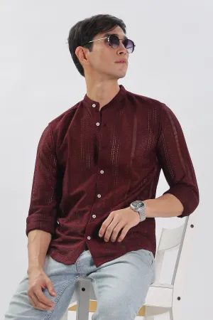 Wine Jacquard Knit Shirt