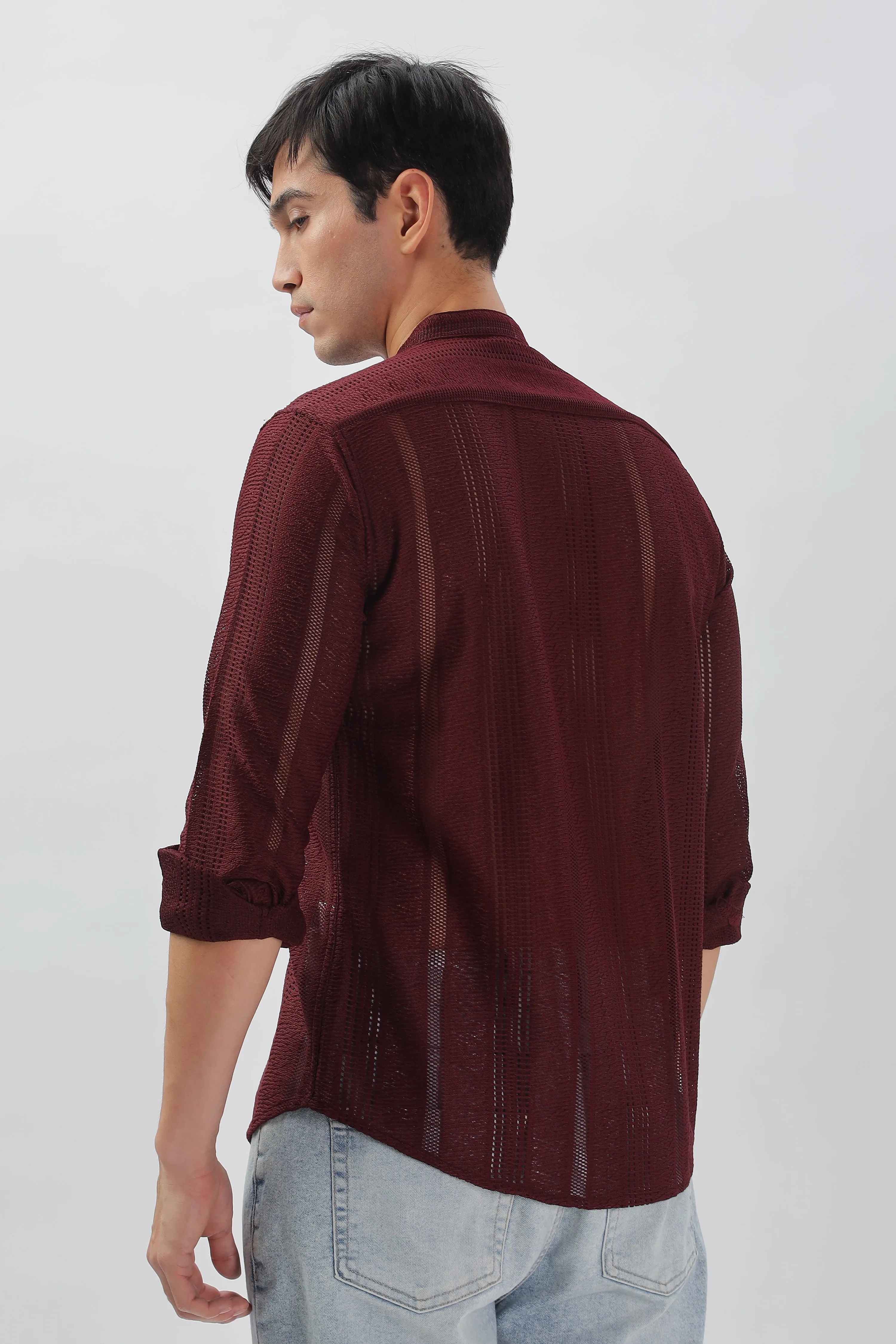 Wine Jacquard Knit Shirt