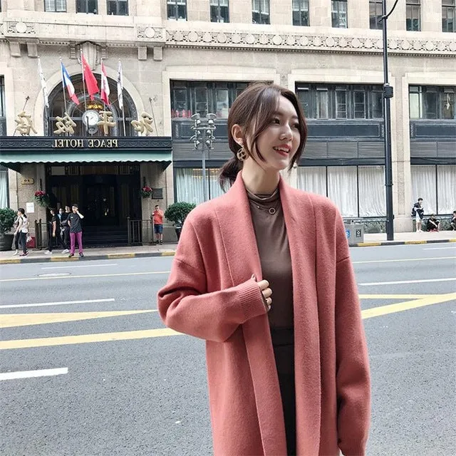 Women Clothes Winter Sweater Cashmere Cardigans Long Jacket Oversized Warm Coat Knitted Ponchoes Fashion Coat Women Clothes