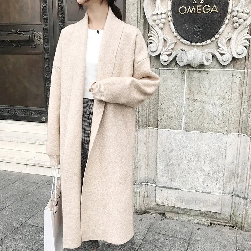 Women Clothes Winter Sweater Cashmere Cardigans Long Jacket Oversized Warm Coat Knitted Ponchoes Fashion Coat Women Clothes