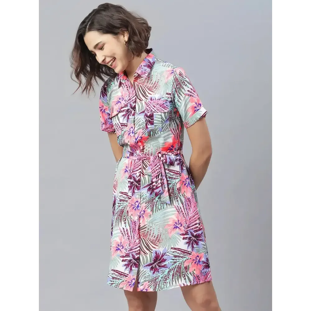 Women Stylish Crepe Shirt Dress