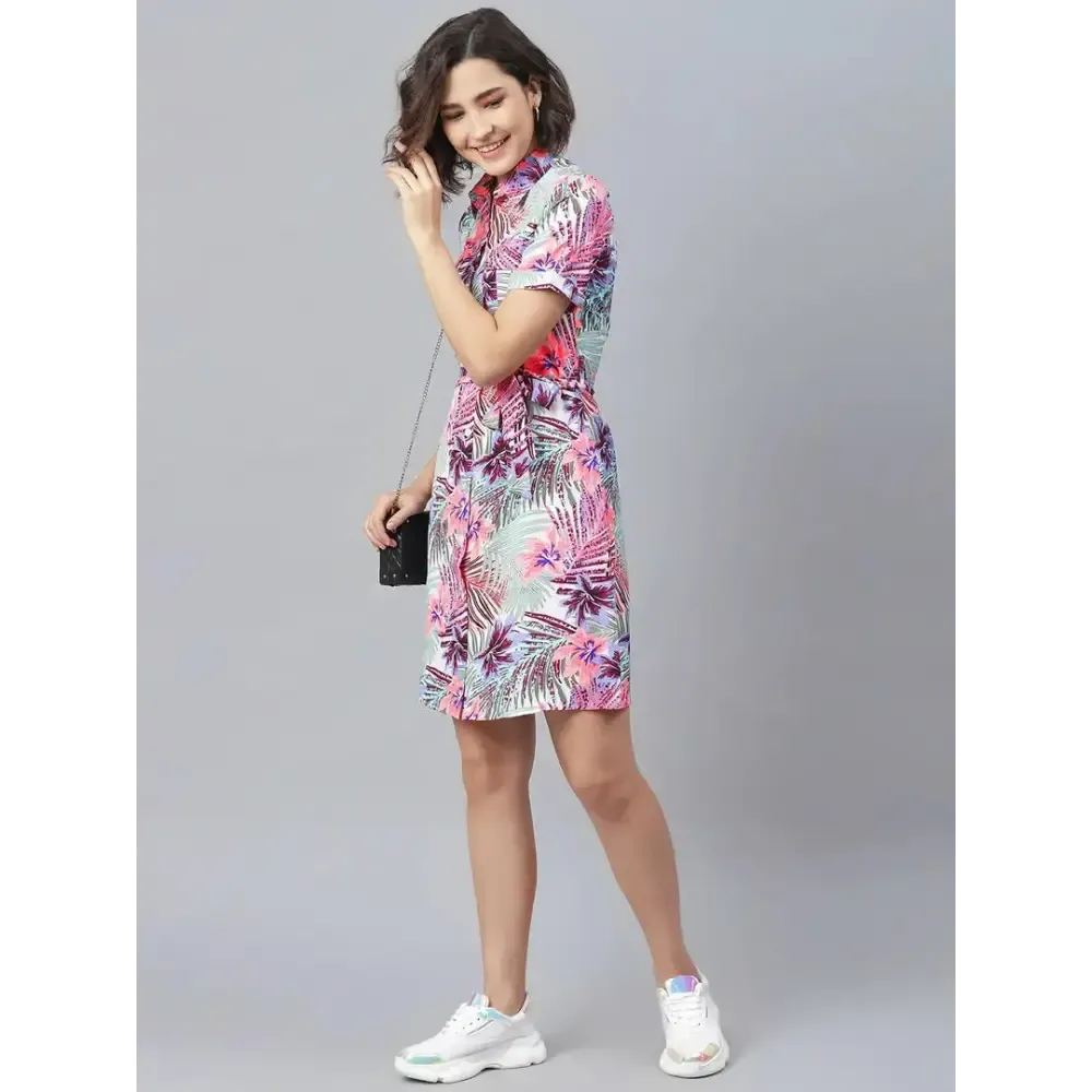 Women Stylish Crepe Shirt Dress