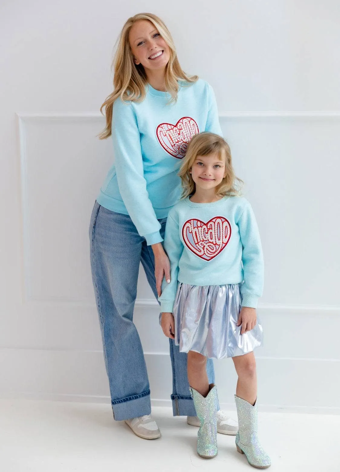 Women's Chicago Sparkle Heart Sweatshirt