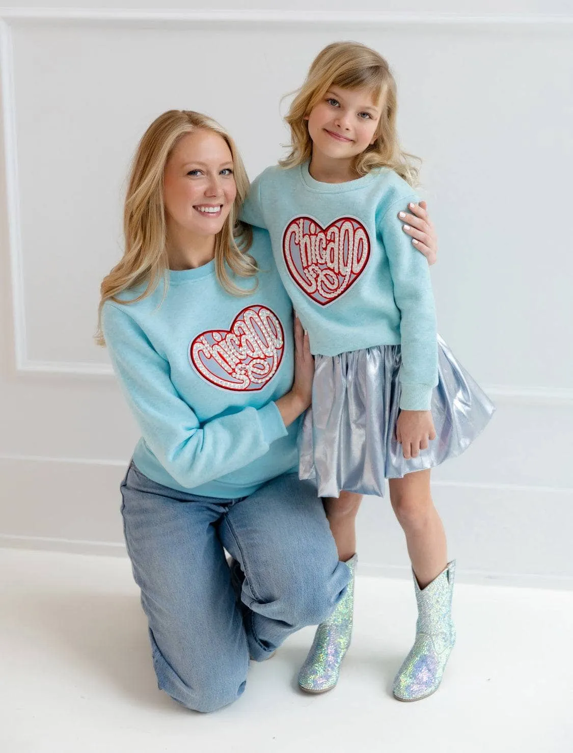 Women's Chicago Sparkle Heart Sweatshirt