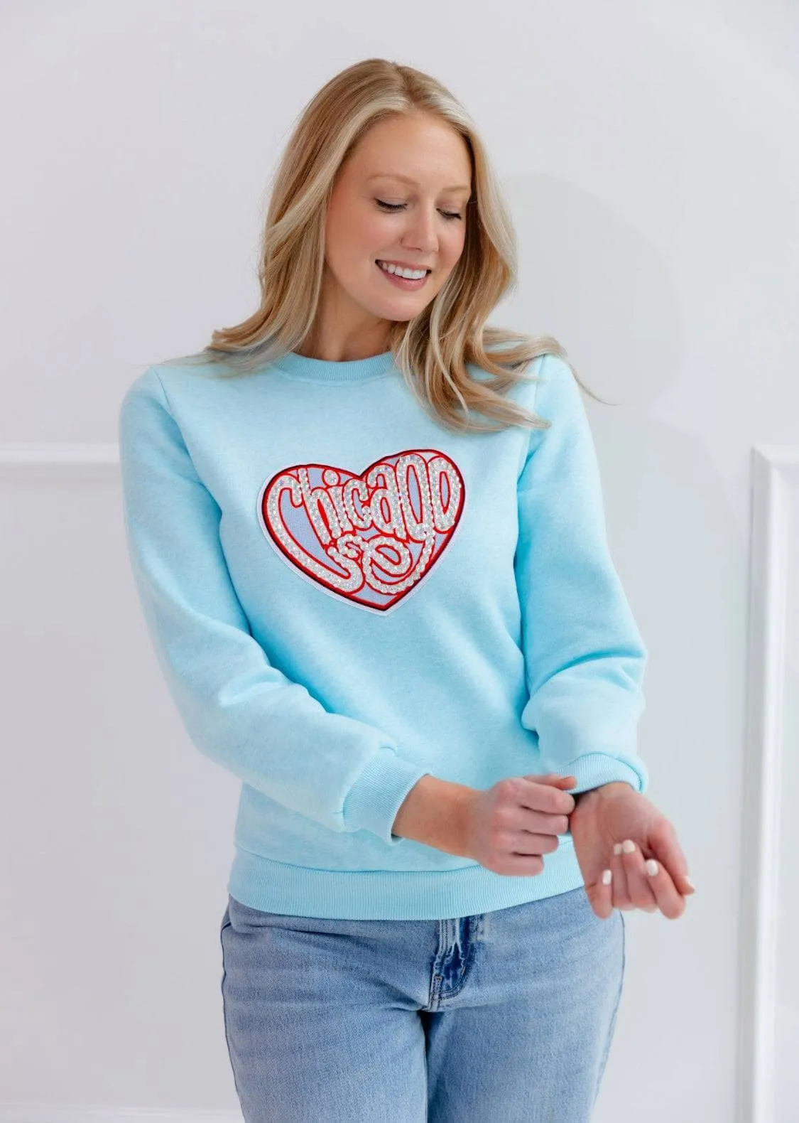 Women's Chicago Sparkle Heart Sweatshirt