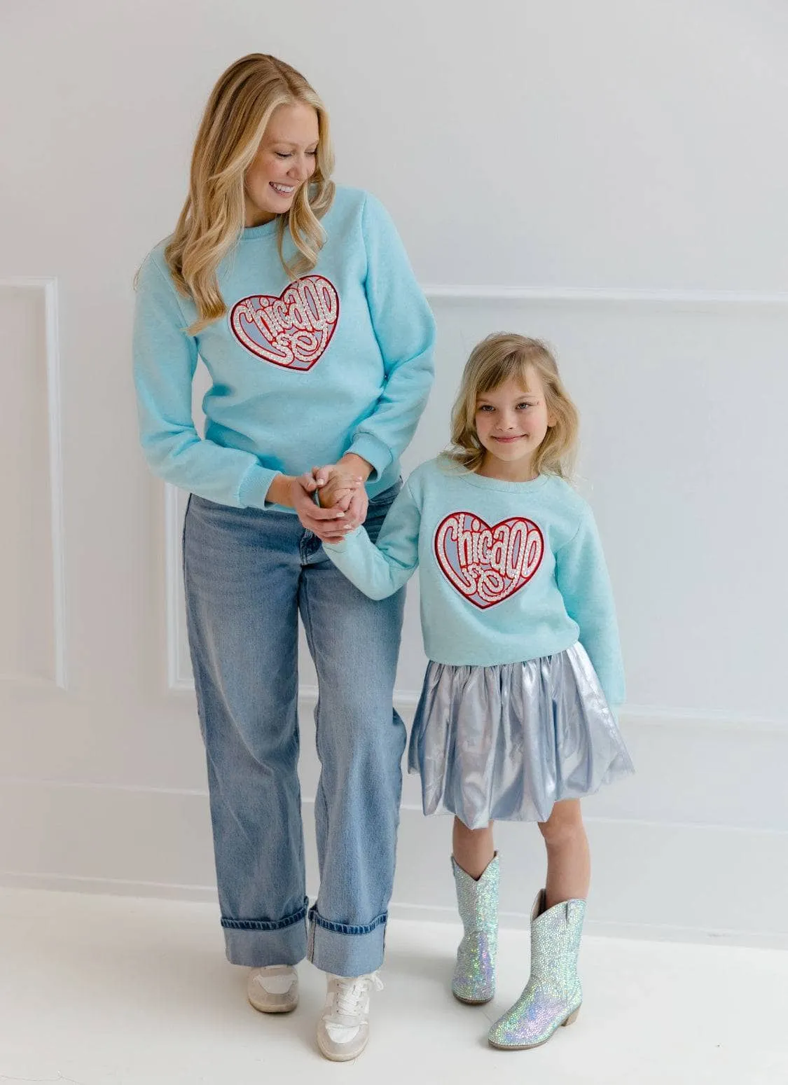 Women's Chicago Sparkle Heart Sweatshirt