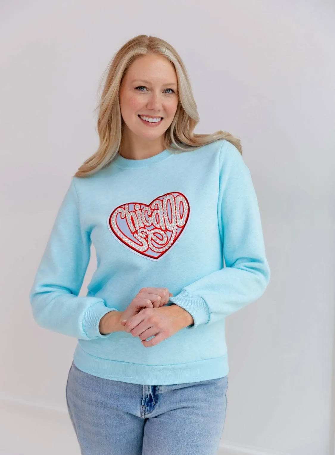 Women's Chicago Sparkle Heart Sweatshirt